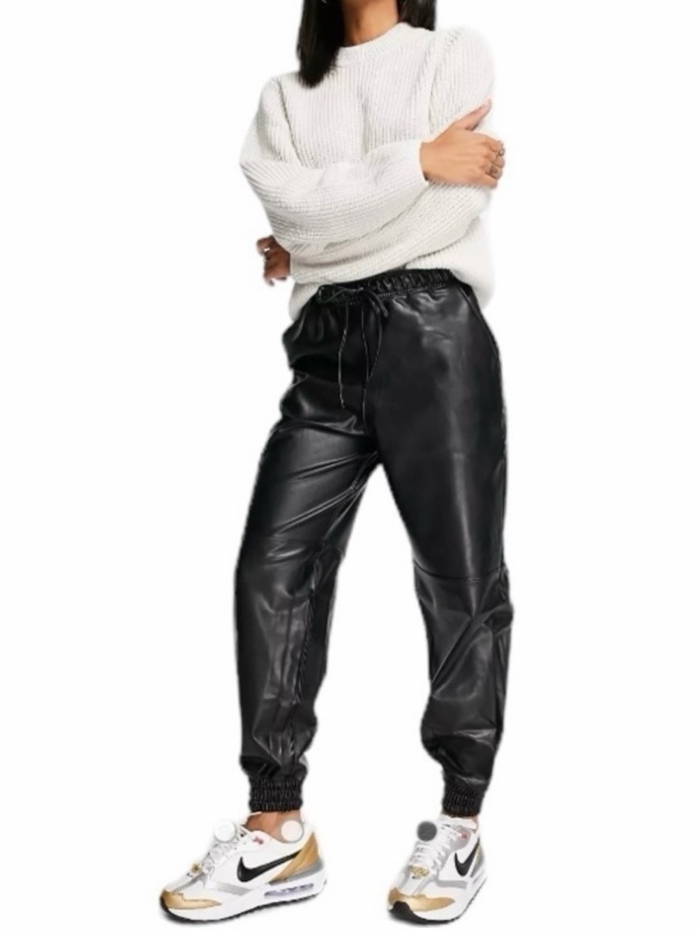 Abercrombie & Fitch Black Vegan Leather Joggers (S)